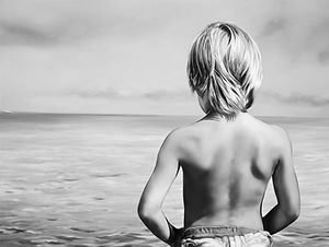 Junge am Strand, 2021, Öl auf Leinwand, 90 x 120 cm