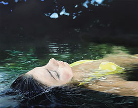 Im Wasser, 2025, Öl auf Leinwand, 70 x 90 cm