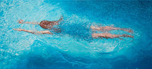 Sigrid von Lintig, Into The Blue, 2025, Acryl und Pigmente auf Leinwand, 40 x 90 cm