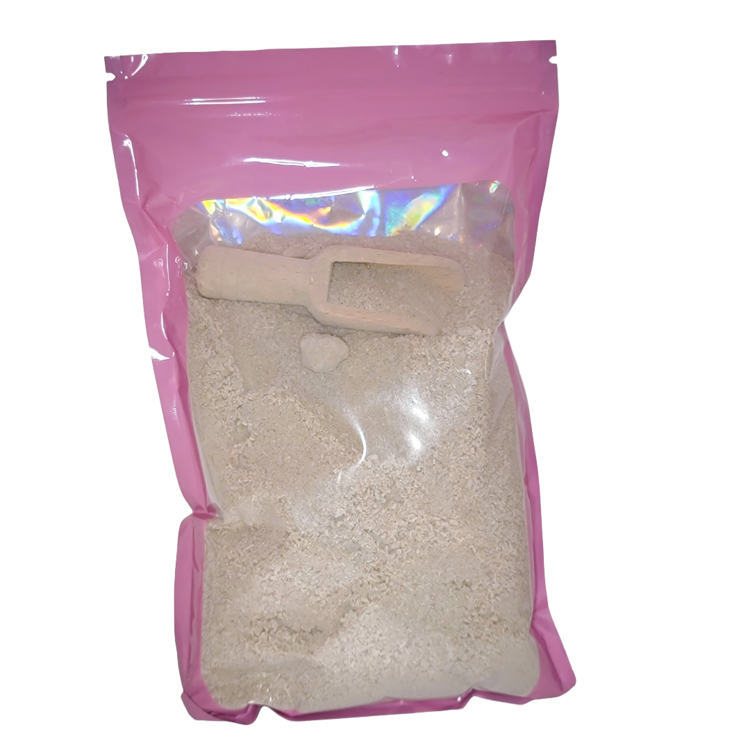 GMG's Goddess Detox Bath Salts packaged in signature pink front view