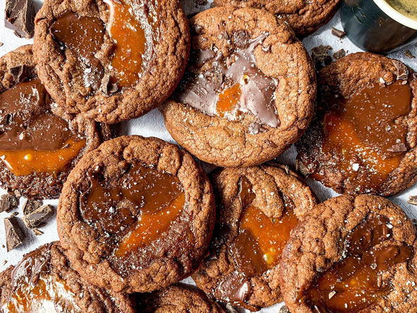 Dark Chocolate & Salted Caramel Cookies