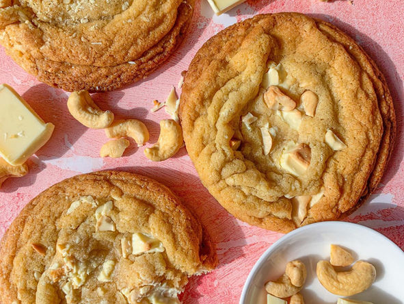 Brown Butter, White Chocolate & Cashew Cookies