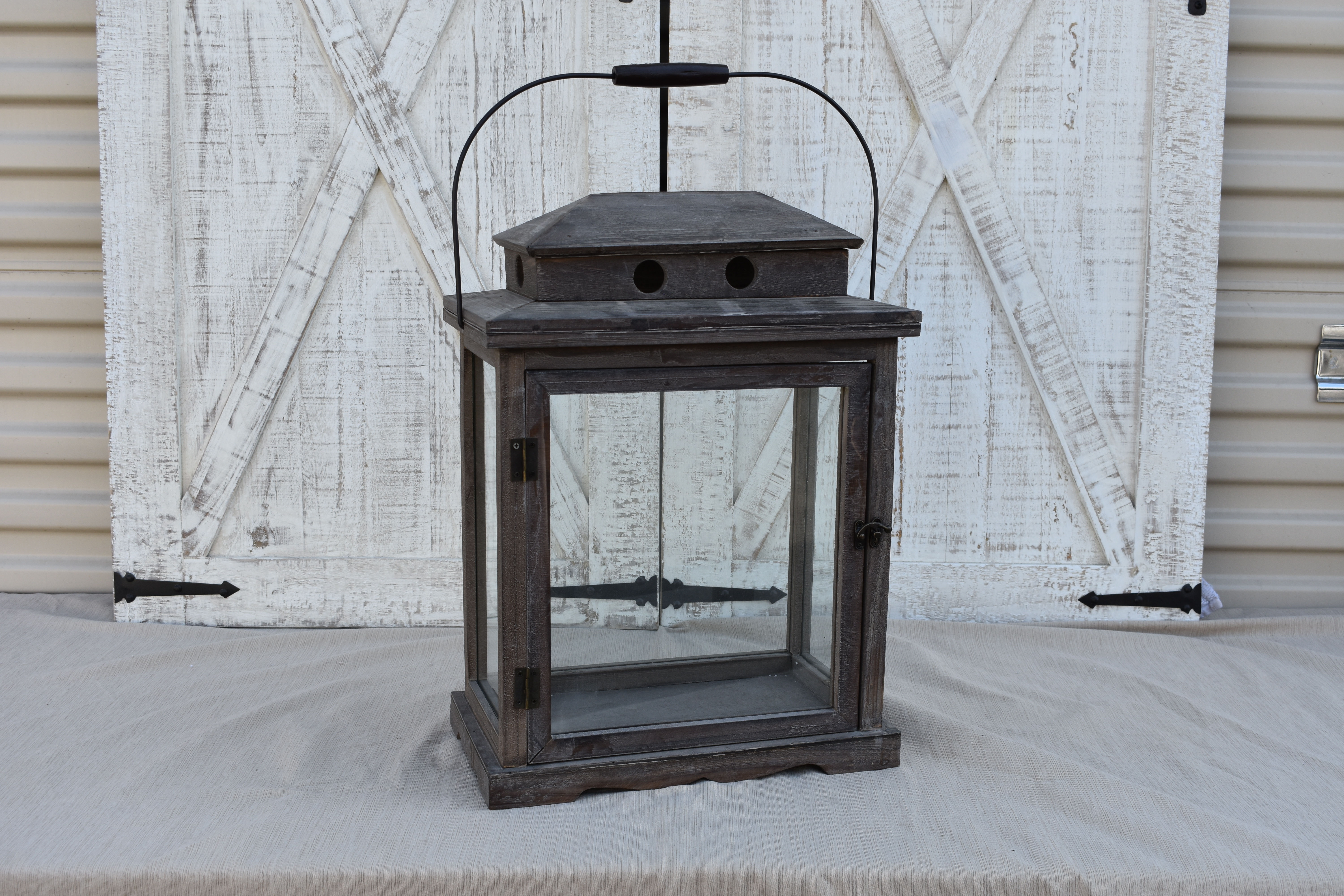Wood Lantern w/ latch door