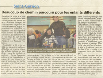 REVUE DE PRESSE - L'Écho d'Ancenis - Concours de belote organisé par l'Adaijed