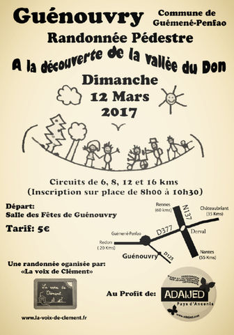 AGENDA - Randonnée à Guénouvry organisée par "La Voix de Clément" au profit de l'ADAIJ