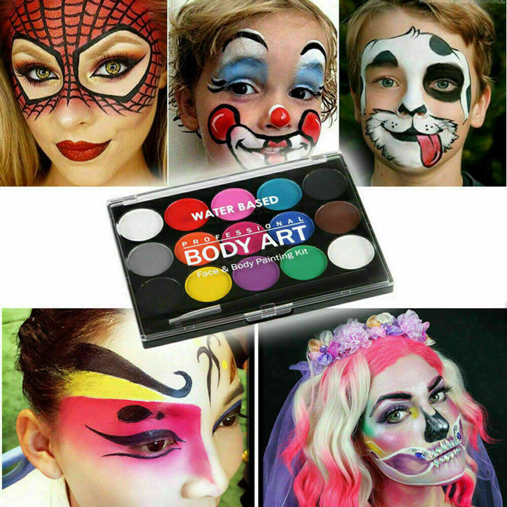 Face & Body Painting Pressed Powder Palettes Set 15 Colours Face Art Make Up Kit