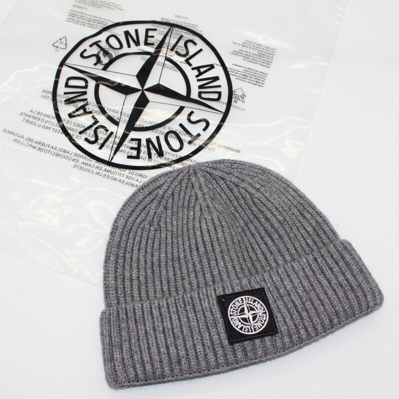 Thumbnail: Men's Women's Winter Stone Island Warm Thick Cap Cuffed Knit Stretch Beanie Hat