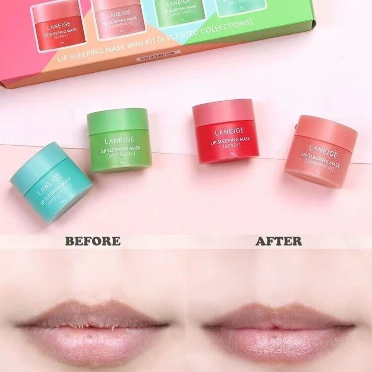Thumbnail: 2023 4pcs Laneige Lip Sleeping Mask Mini Set Hydrated Maintenance Lip Balm Mask