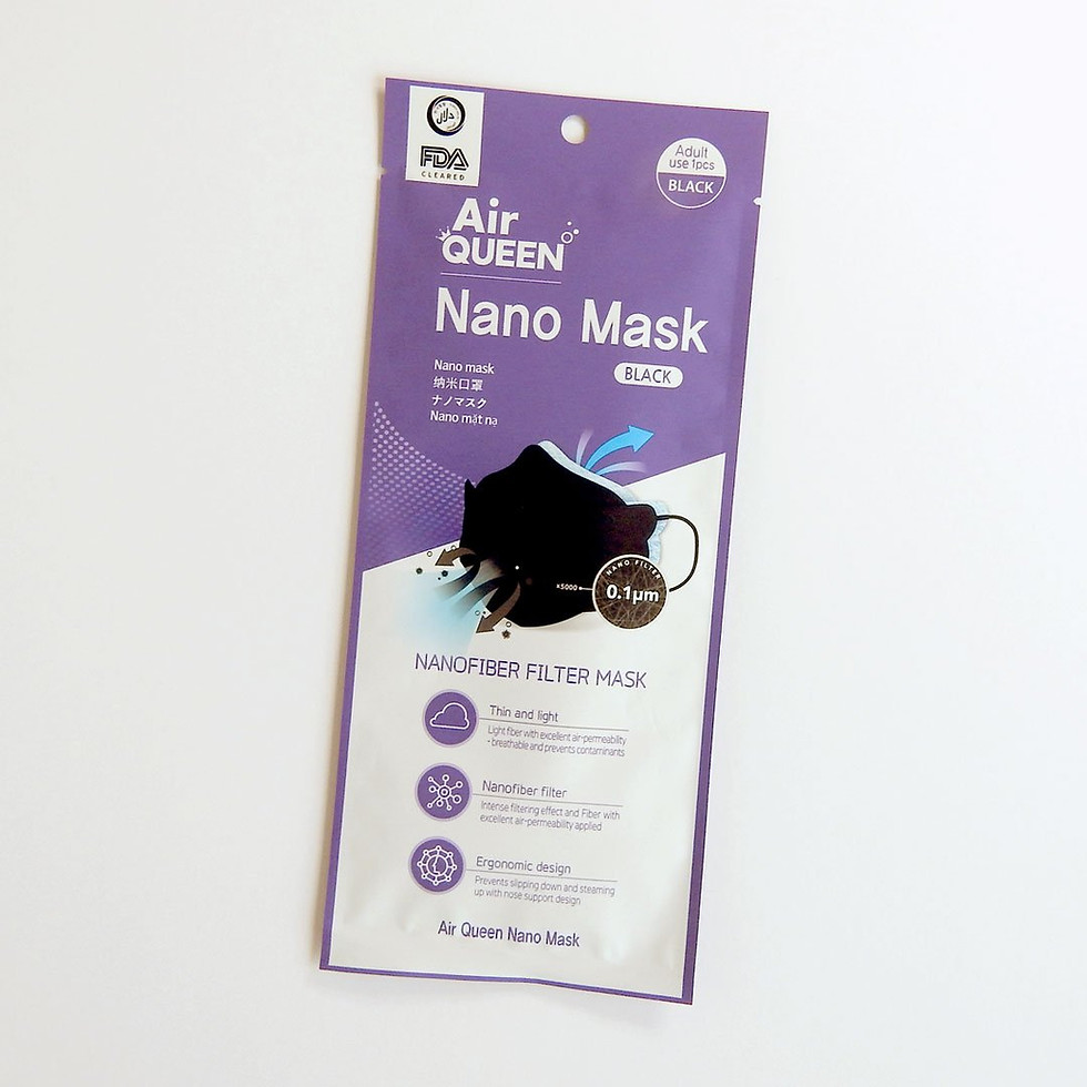Thumbnail: Air Queen Nanofiber Filter Face Mask (Black) , Paper Light weight, 0.1µm