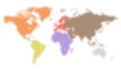 world map colored by continents