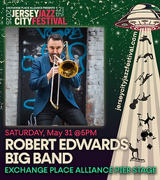 on site advertising at Jersey City Jazz Festival for Robert Edwards Big Band