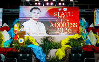 STATE OF CITY ADDRESS. Legazpi City Mayor Hisham Ismail delivers his first State of the City Address (SOCA) at the ICR in Legazpi City on Tuesday (July 14, 2026). (Photo courtesy of Mayor Ismail’s Facebook)