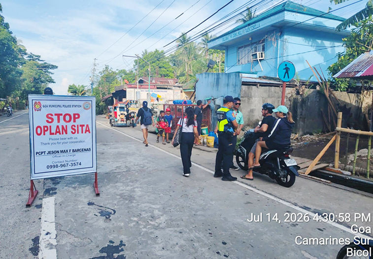 OPLAN SITA kan PNP Goa piglatag sa mga stratehikong lugar kan banwa. (Photo - Goa MPS)