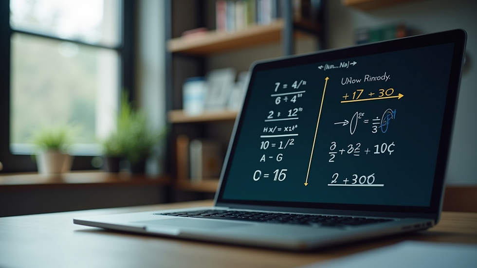Close-up of a laptop screen showing an interactive math tutoring session