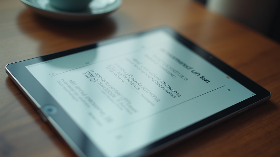 Close-up view of a tablet displaying an English vocabulary app