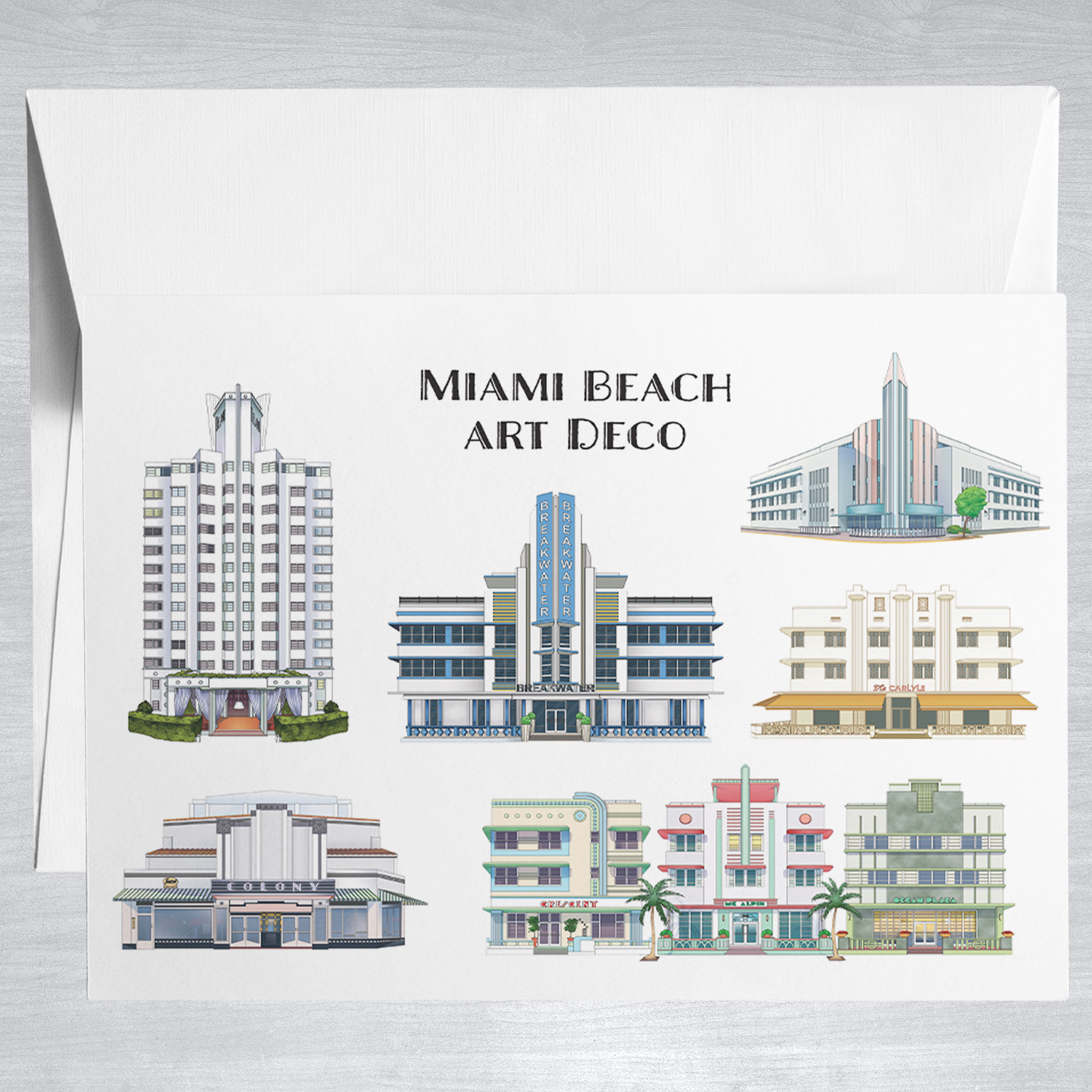 Miami Beach Art Deco Notecard