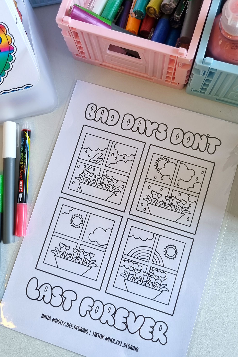 Thumbnail: Bad Days Don't Last Colouring Sheet