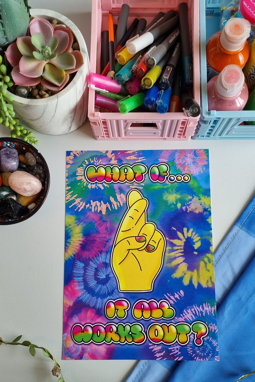 Thumbnail: What If? (Tie Dye) Art Print Wall Art A4