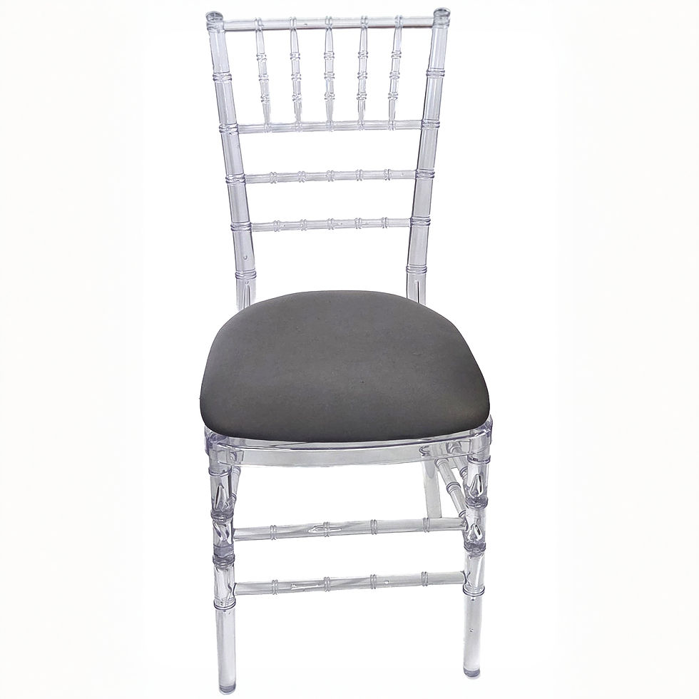 Thumbnail: Chair. Chiavari Clear W/ Charcoal Gray Cushion