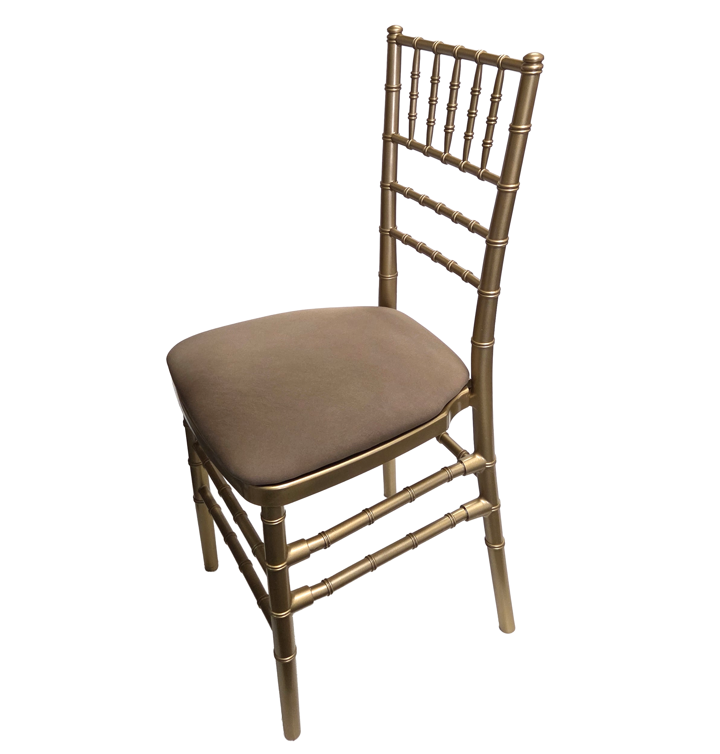 Chair. Chiavari Gold W/ Taupe Cushion