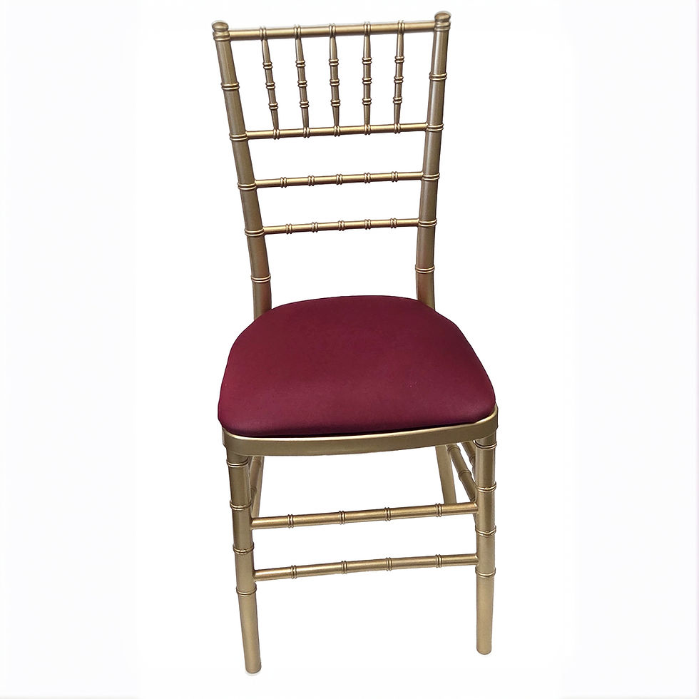 Thumbnail: Chair. Chiavari Gold W/Burgundy Cushion