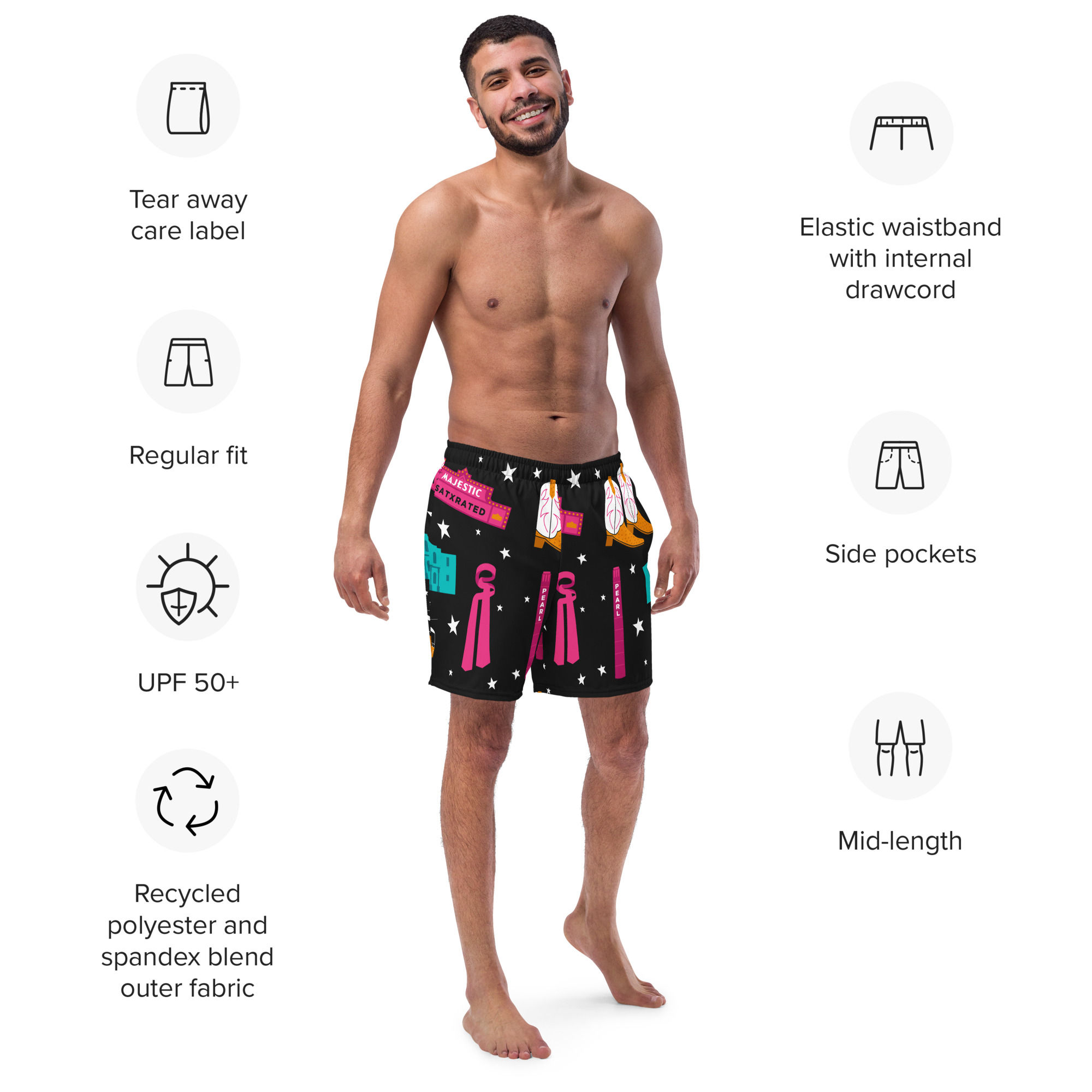All-Over Print Recycled Swim Trunks
