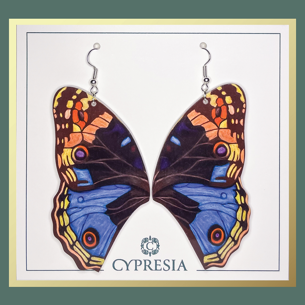 Blue Pansy Butterfly Earrings
