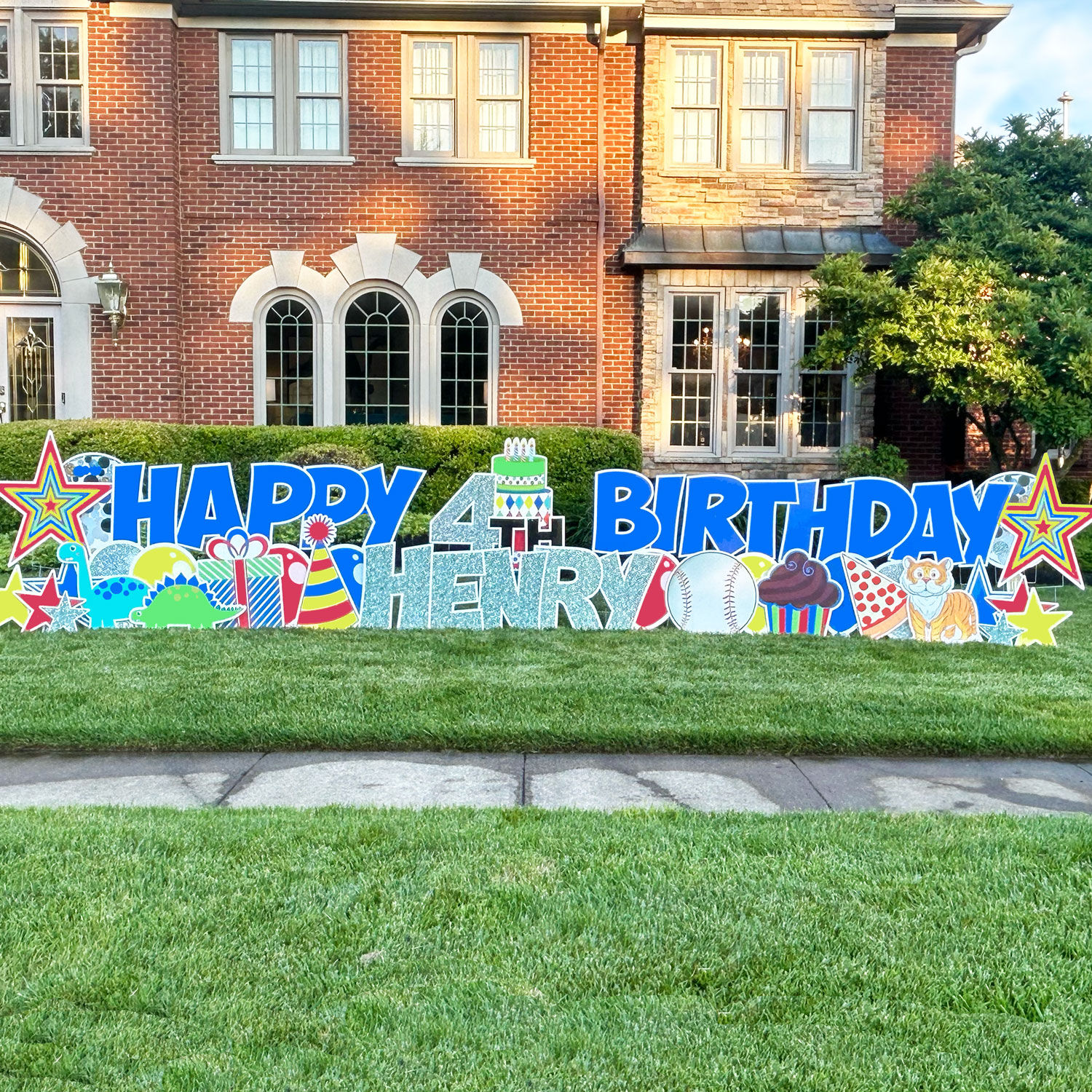 Big Blue Fun Birthday Yard Sign