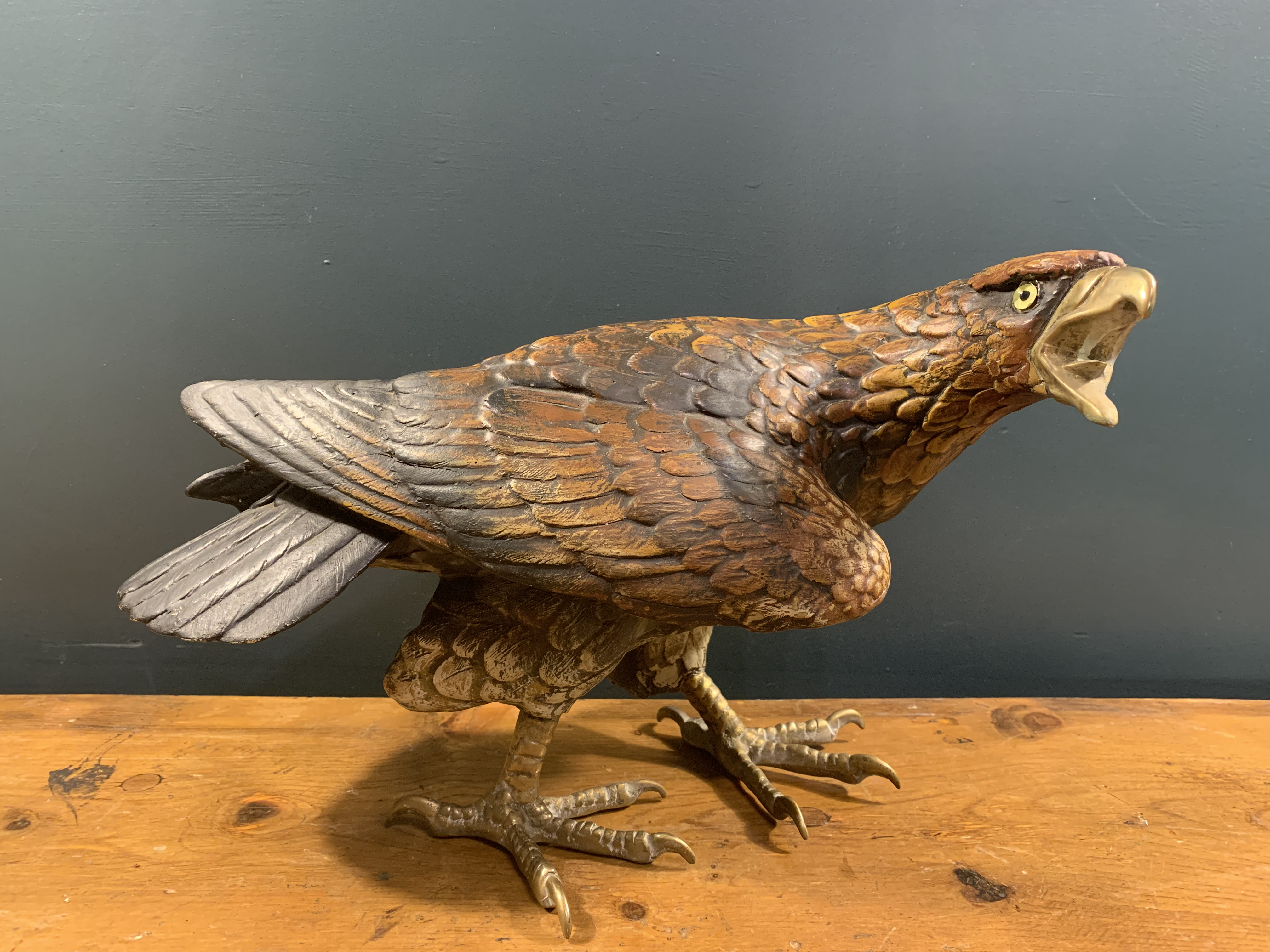 Composite Painted Eagle with Brass Beak and Feet