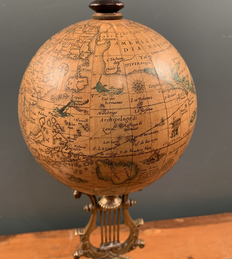 Thumbnail: Replica 16th Century Globe Mounted on Heavy Brass Stand.