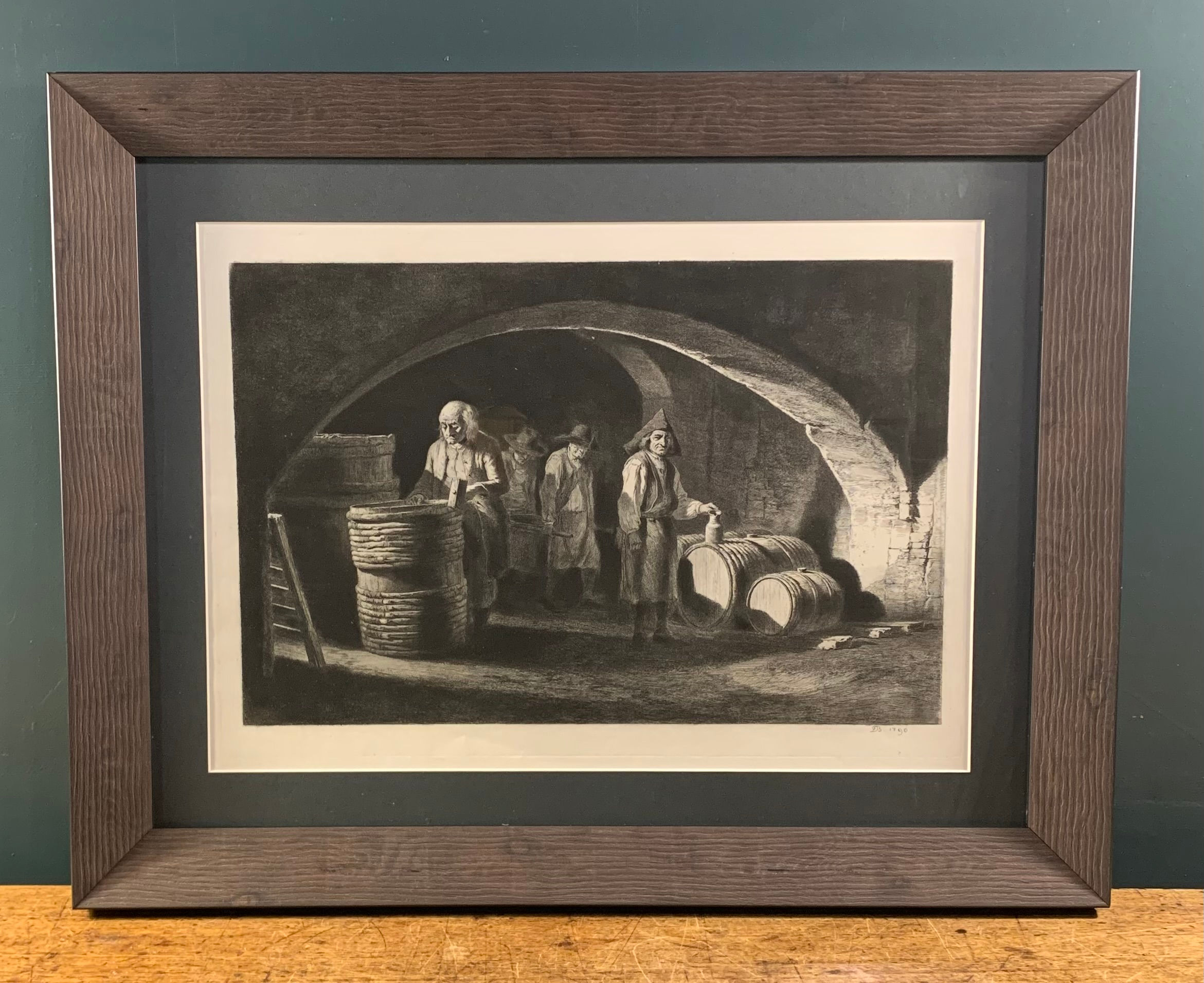 The Cellar. Early 19th Century Engraving.