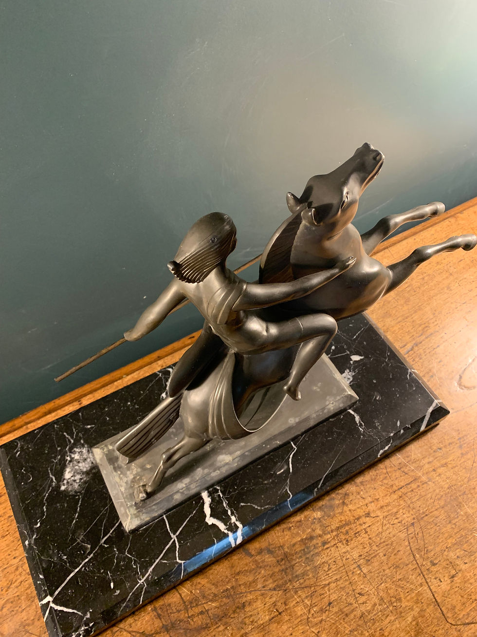 Thumbnail: Bronze Female Warrior on Horseback