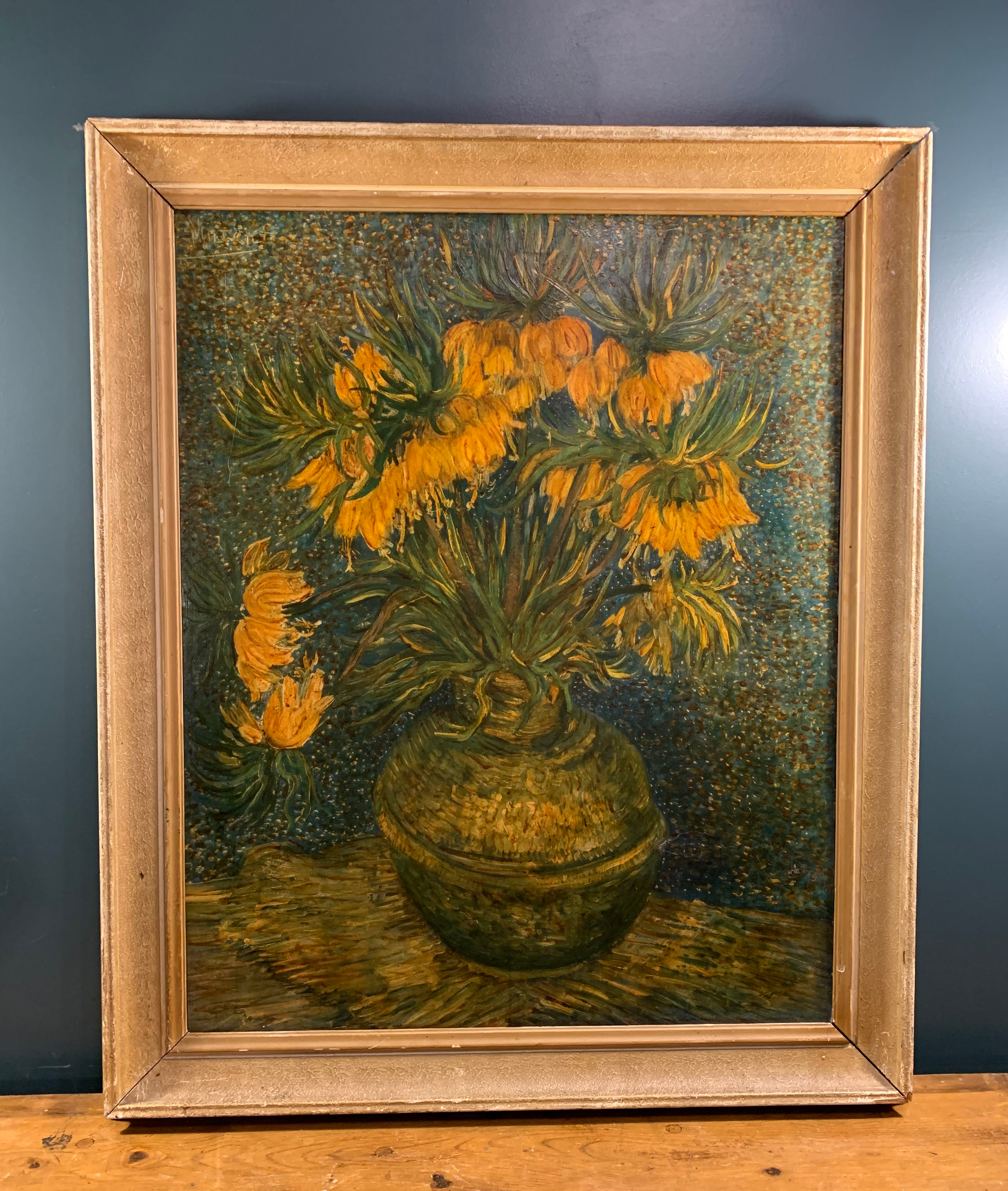 'Fritillaries in a Copper Vase' by Vincent Van Gogh, hand painted copy