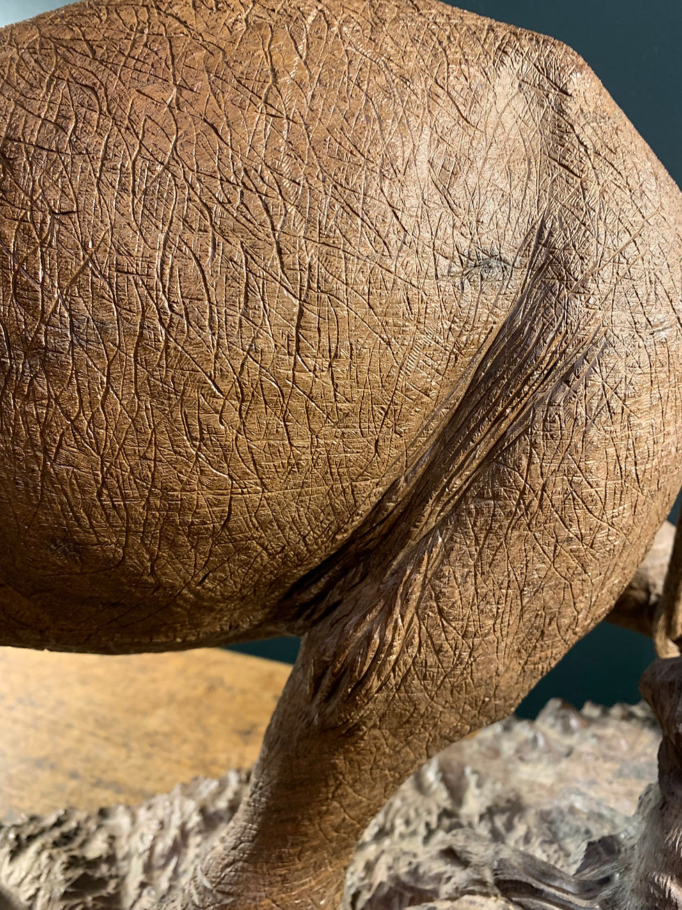 Thumbnail: Beautifully Detailed Carved Wooden Elephant. Signed.