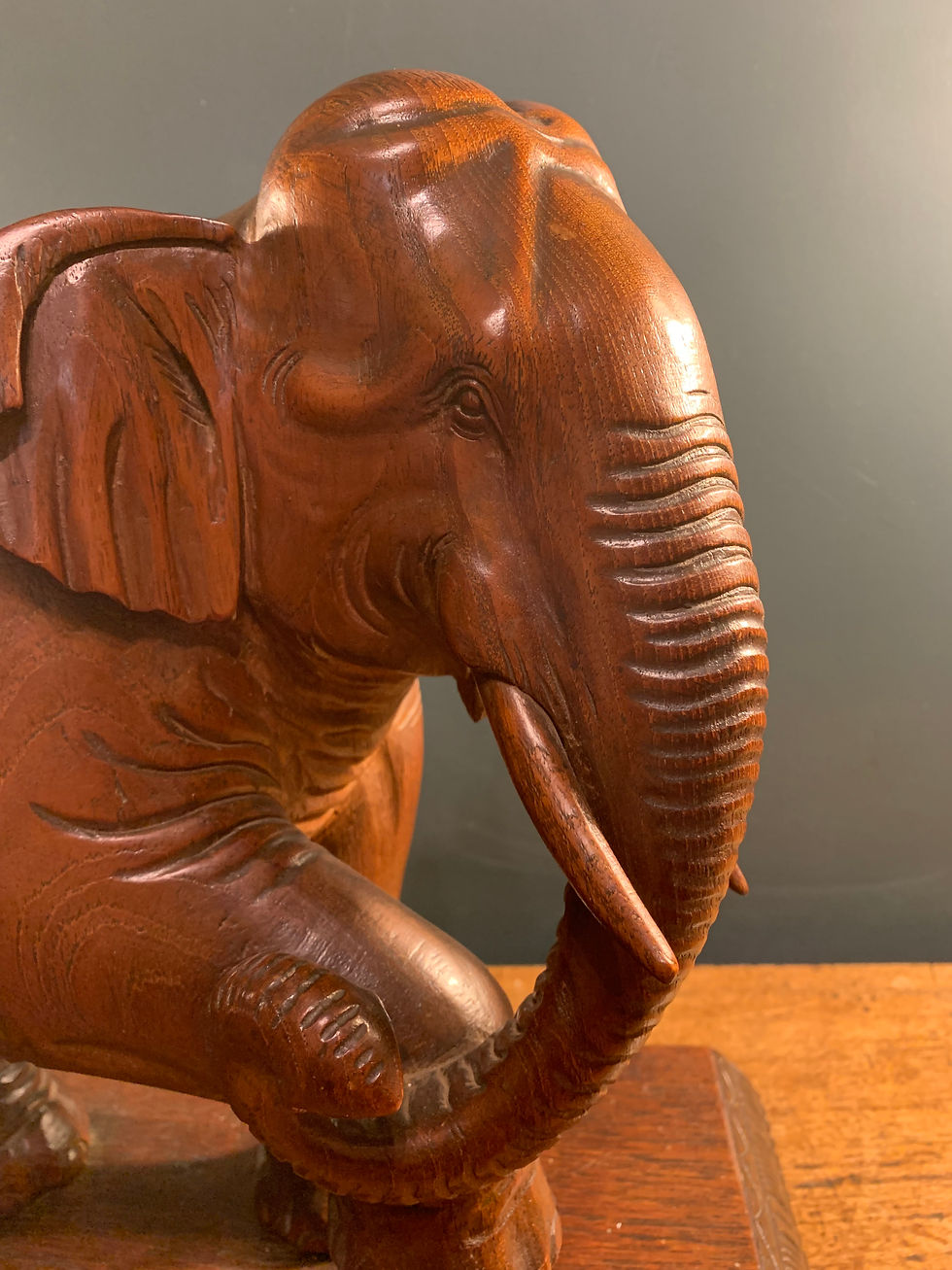 Thumbnail: Pair of Large Wooden Elephants.