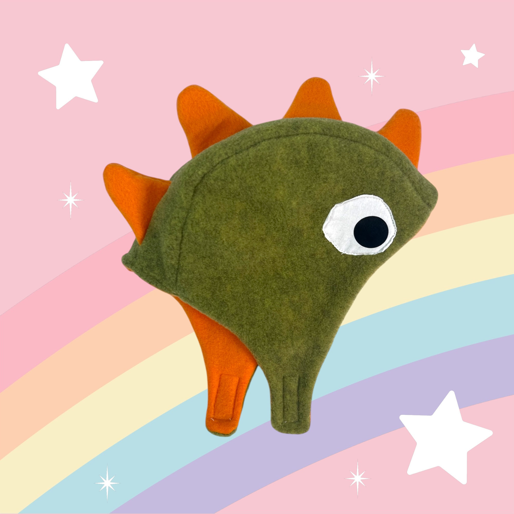 Dino Hat - Green and Orange Fleece - Infant