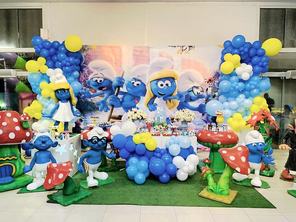 ALUGUEL DECORAÇÃO INFANTIL SMURFS EM BH BELO HORIZONTE