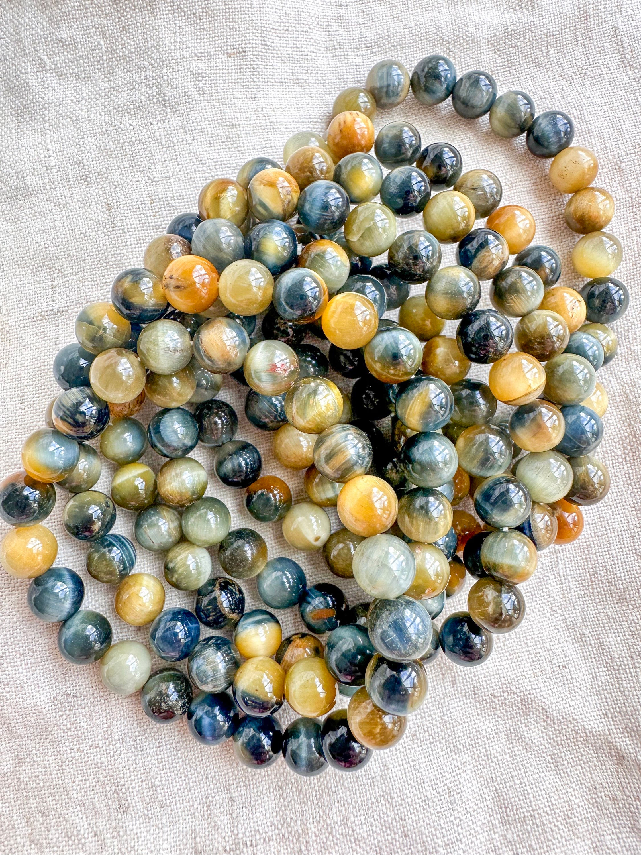 Pulseira de Olho de Falcão e Olho de Tigre