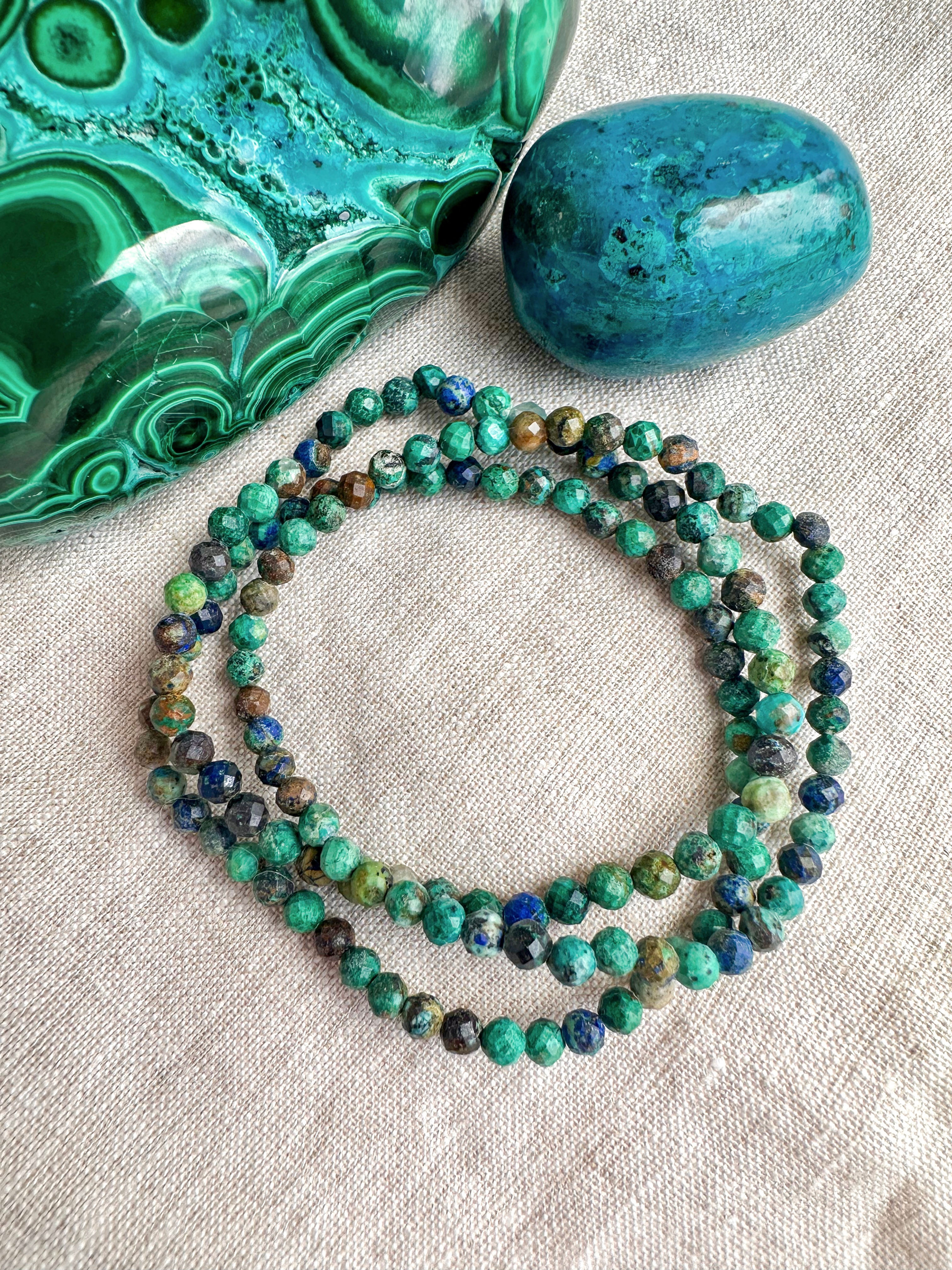 Pulseira de Crisocola com Azurite