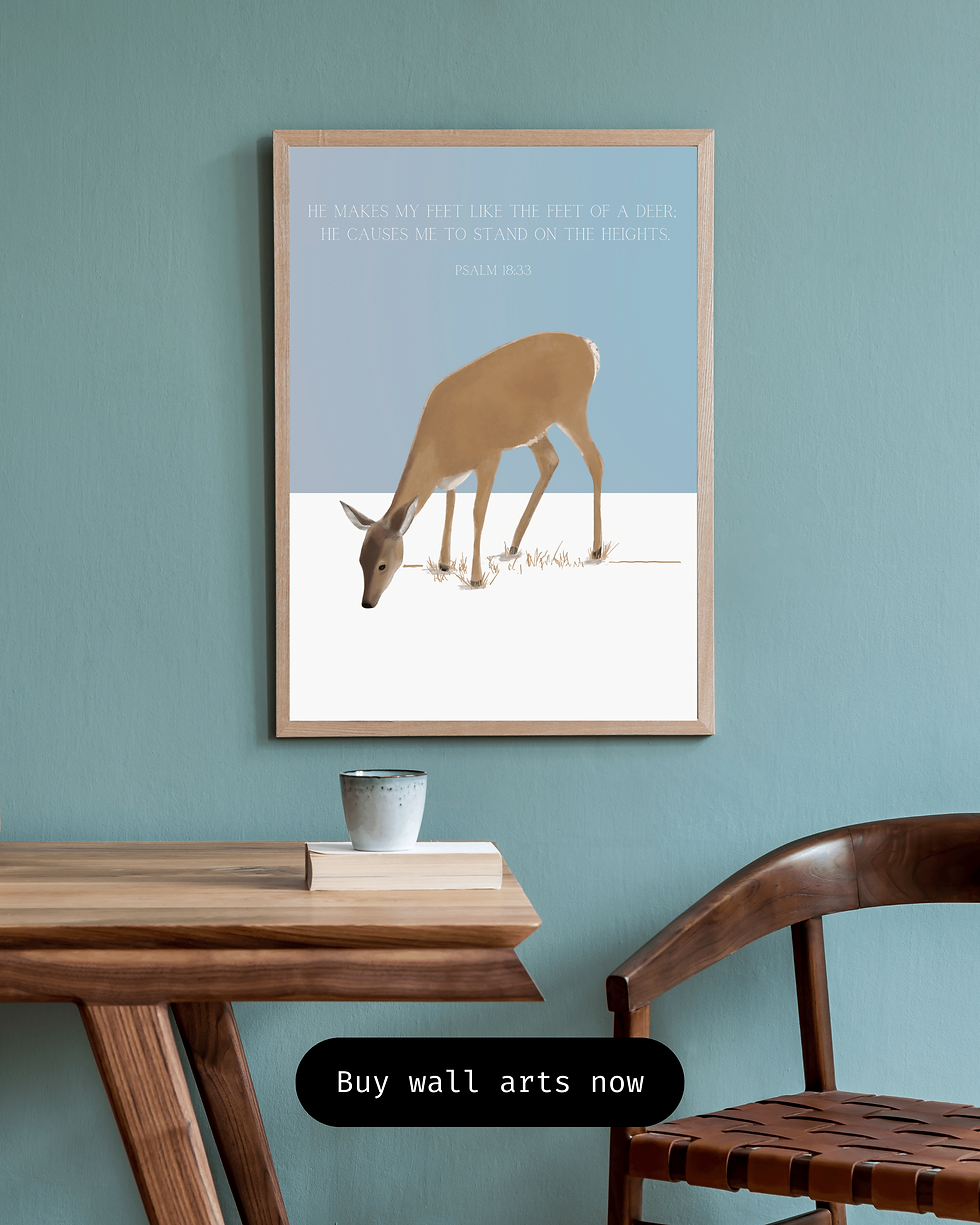 Thumbnail: Serene deer standing gracefully on snowy ground in a tranquil winter landscape, depicted in soft natural colors.