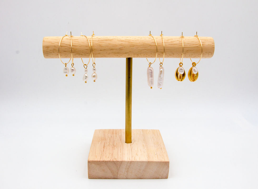 Thumbnail: Pearl Hoop Earring - White Drop