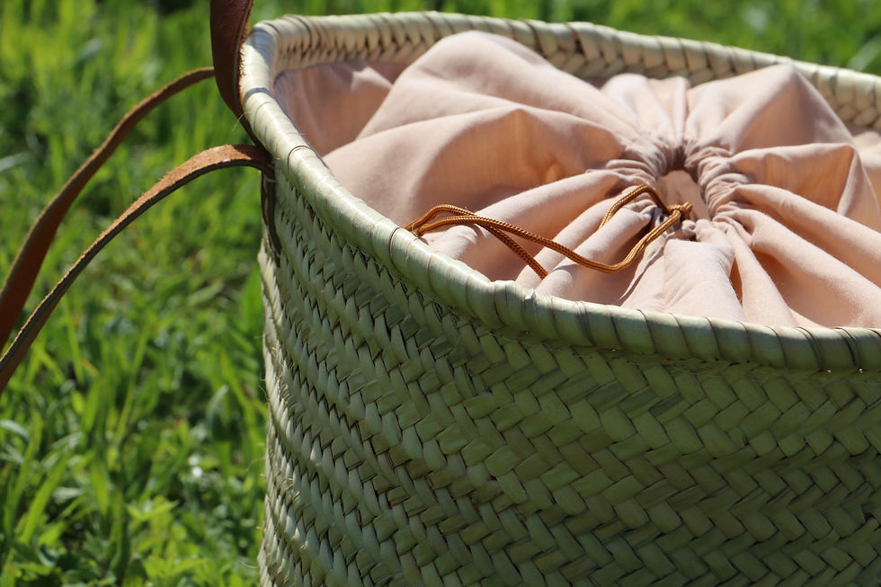 Thumbnail: Straw French Market Bag "Targa - Pochon"  - with liner