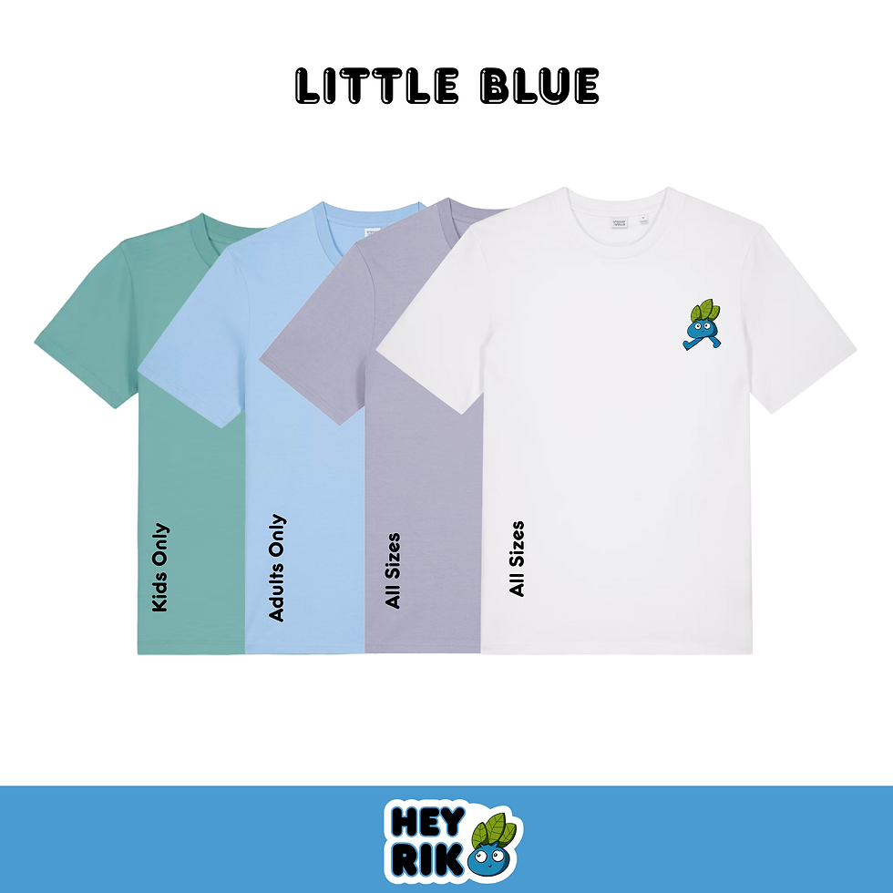 Miniature : Little Blue - White - 100% Cotton Organic T-Shirts - HEY RIK