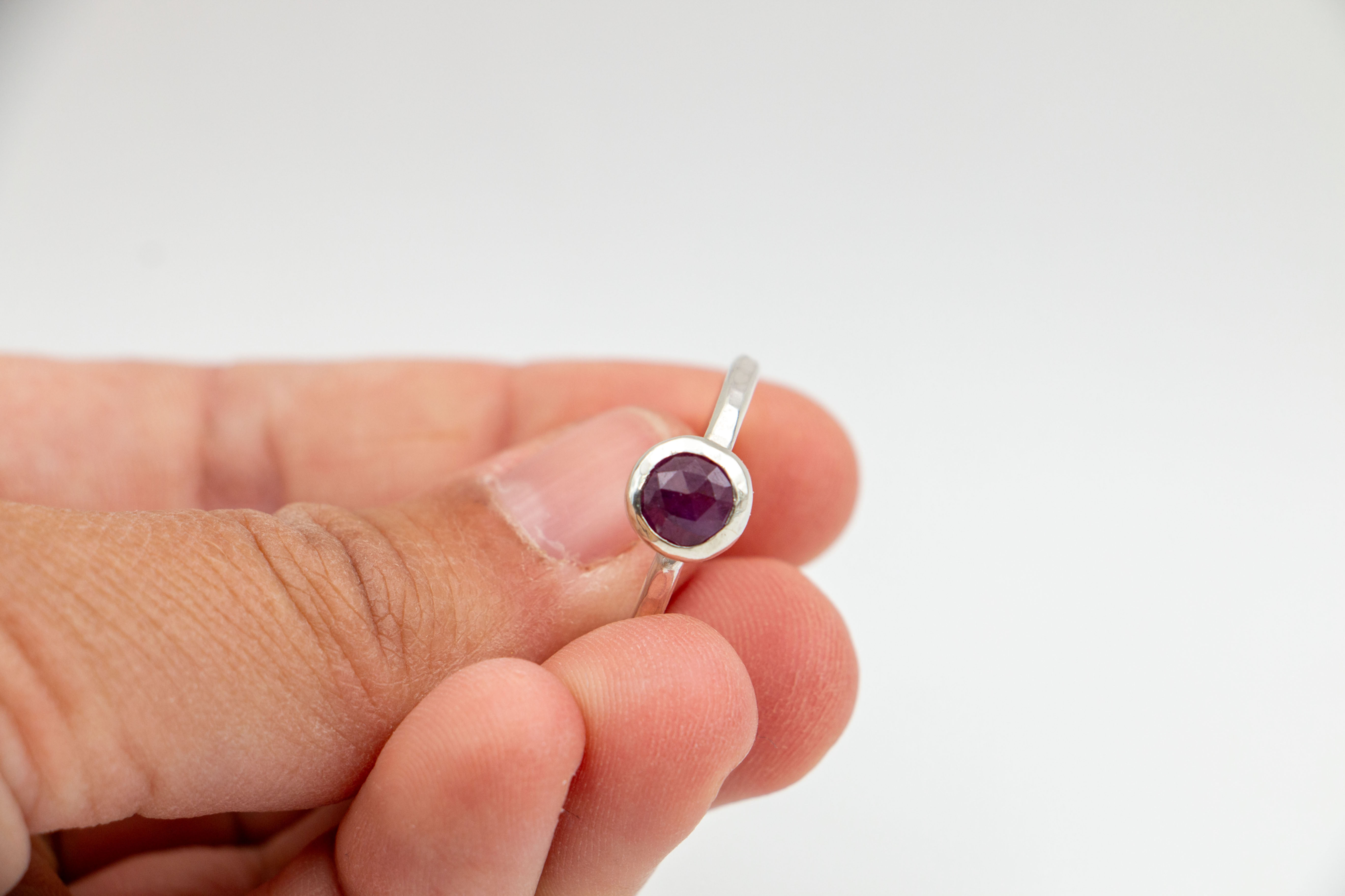 Sterling Silver Gemstone Ring – Pink Sapphire (Round Cut)