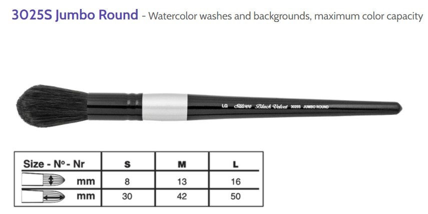 Thumbnail: Silver Brush-3025S Black Velvet-Jumbo Round   大圓筆頭