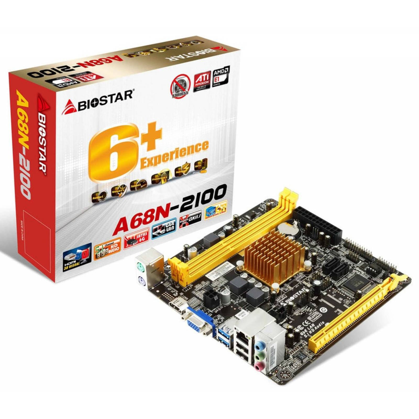 MAINBOARD BIOSTAR + PROCESADOR A68N-2100 AMD-DUAL CORE