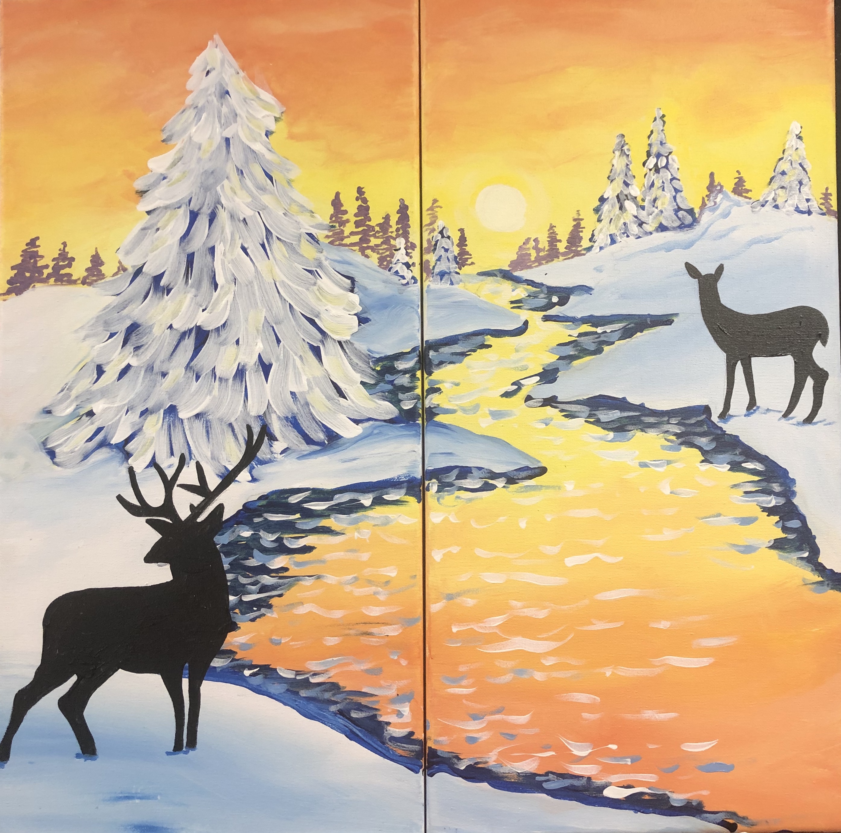 Deer in Meadow - Couples Paint