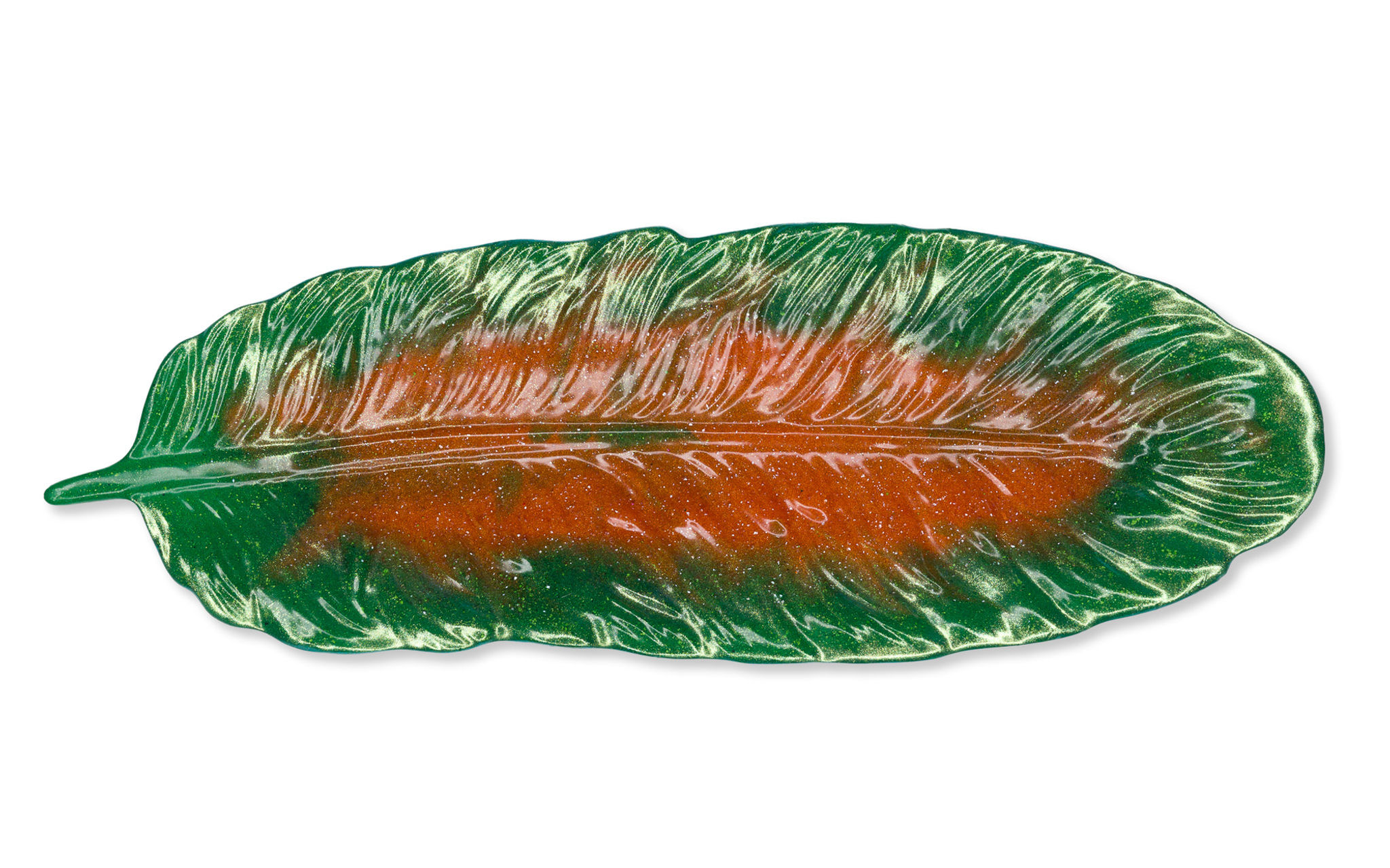 Decorative Feather - Orange and Green