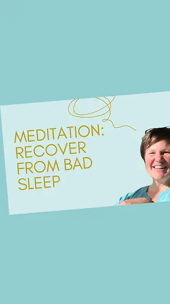 Clean graphic design for an Ayurvedic morning audio guide titled Recover From a Bad Night of Sleep Faster Meditation, focusing on somatic nervous system reset and midlife energy restoration.