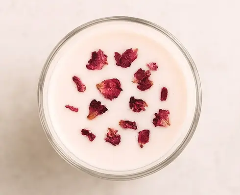 Sweet Rose Buttermilk, one of the pitta recipes, that can be used in summer food rituals.